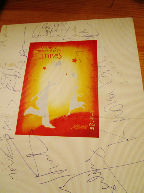 Autographes johnny et laetitia  menu diner de cloture cannes 1999